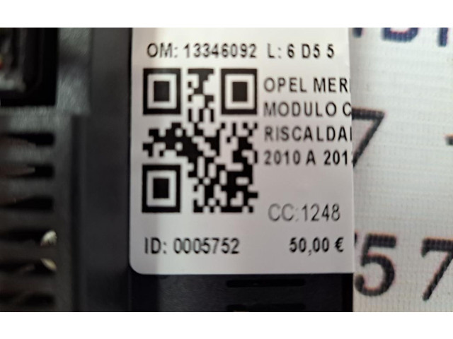 Блок управления климат-контролем 13346092, 13346092 Opel Meriva B