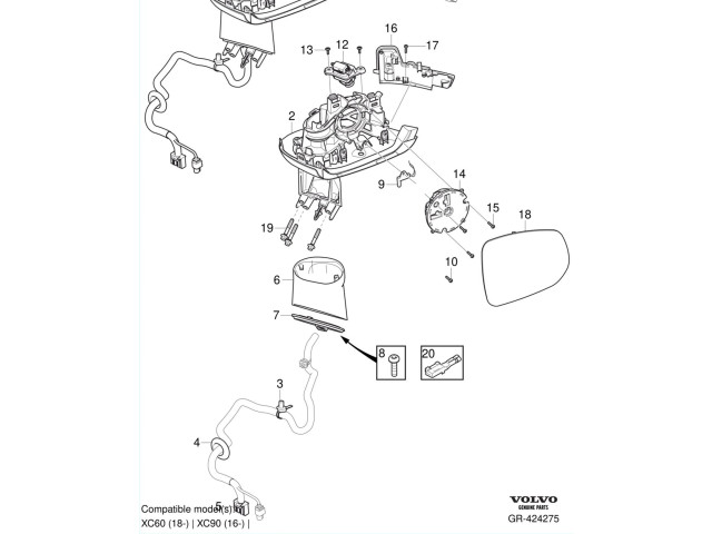 Зеркало электрическое        Volvo XC90  2014 -  года   