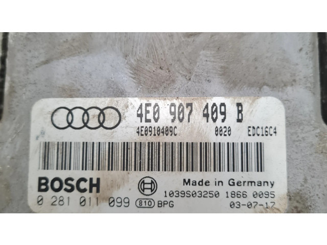 Řídící jednotka 4E0907409B, 0281011099 Audi A8 S8 D3 4E 2003