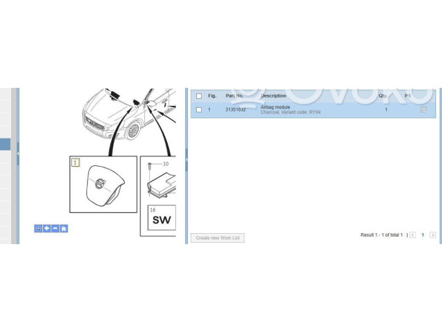 Подушка безопасности водителя 31332820, P31332820   Volvo S60