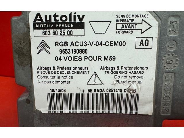 Блок подушек безопасности 9653190880, 603602500 Citroen Berlingo