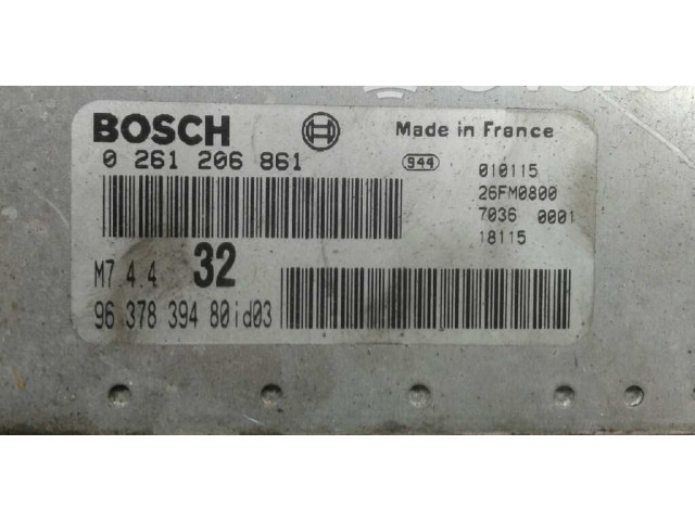 Блок управления двигателя 9637839480, 0261206861 Peugeot 306