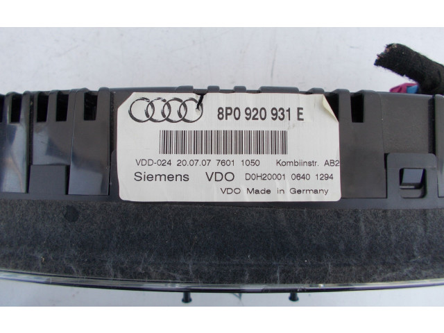 Панель приборов 8P0920931E, 8P0920931E Audi A3 S3 A3 Sportback 8P