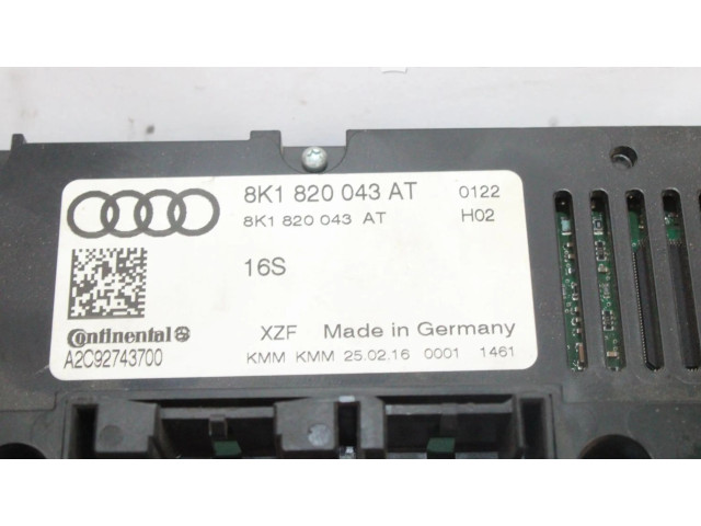 Блок управления климат-контролем 8K1520043AT Audi A5 Sportback 8TA