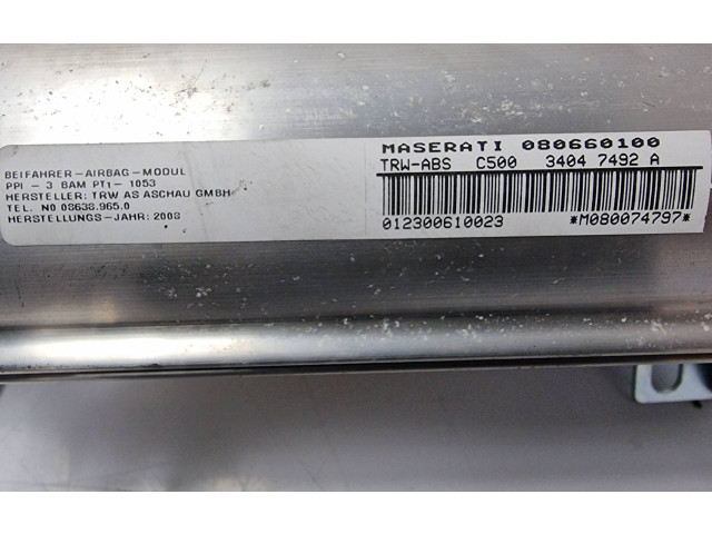 Подушка безопасности пассажира 34036539B, 36539BTAXAM04V   Maserati GranTurismo