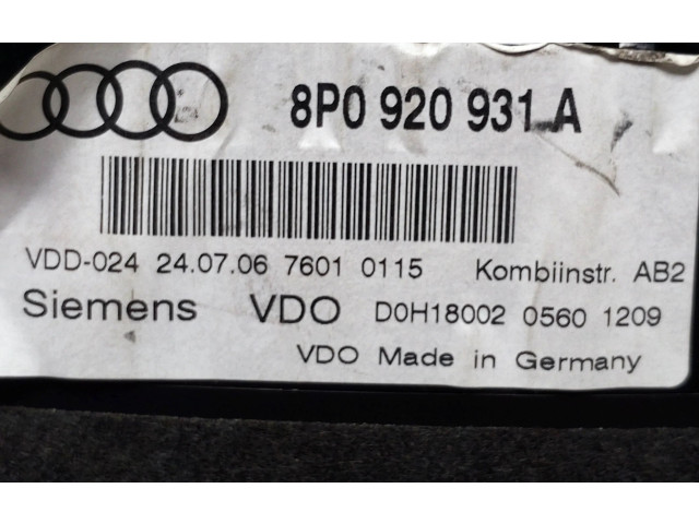 Панель приборов 8P0920931A   Audi A3 S3 8P       