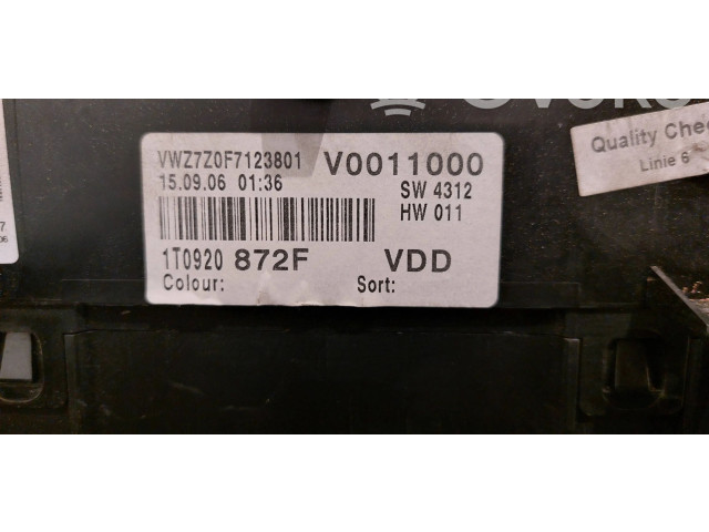 Панель приборов 1T0920872F, V0011000 Volkswagen Touran I