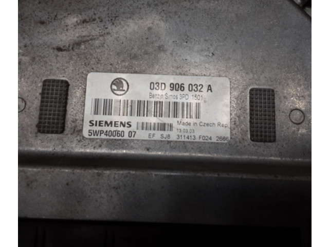 Блок управления двигателя 03D906032A, 5WP4006007 Skoda Fabia Mk1 (6Y)