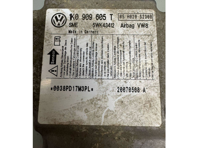 Блок подушек безопасности 1K0909605T, 5WK43412   Skoda Octavia Mk2 (1Z)