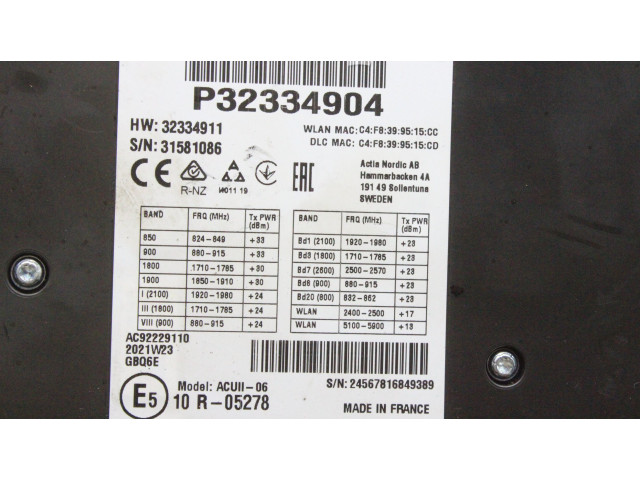 Модуль «Bluetooth» 32334904, P32334904 Volvo XC40