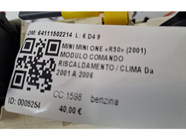 Блок управления климат-контролем 64111502214, 64111502214   Mini One  Cooper R50  53