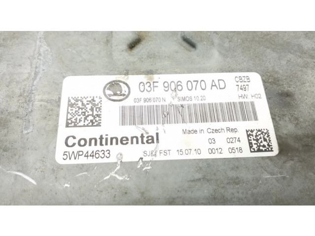 Блок управления двигателя 03F906070AD, 5WP44633 Skoda Fabia Mk2 (5J)