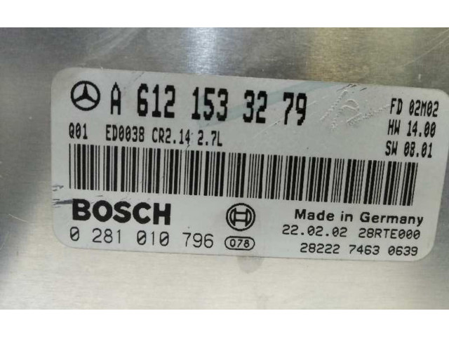 Řídící jednotka A6121533279, 0281010796 Mercedes-Benz ML W163 2002