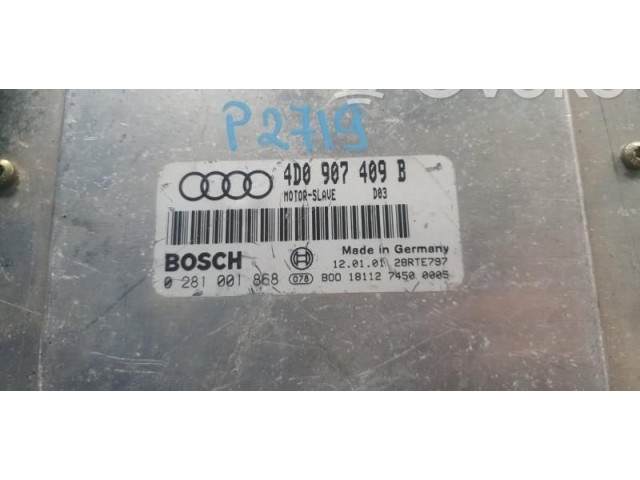 Блок управления двигателем Блок управления 0281001868, 4D0907409B   Audi A8 S8 D2 4D