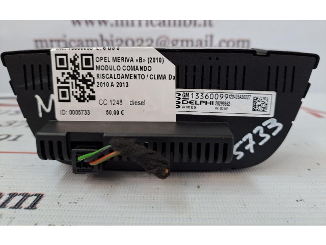 Блок управления климат-контролем 13360099, 13360099   Opel Meriva B
