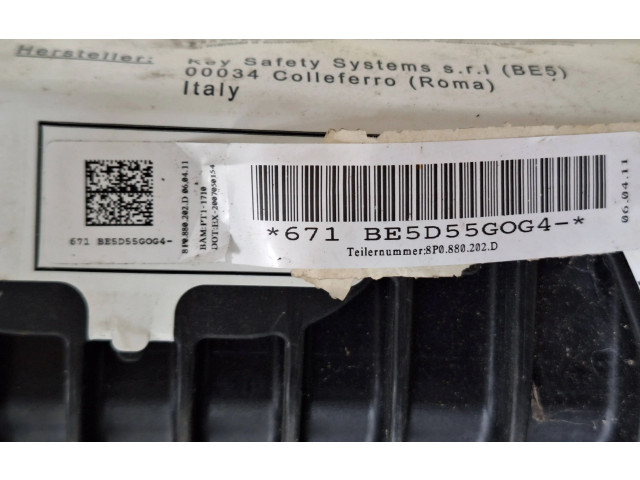 Подушка безопасности пассажира 8P0880202D, BE5D55G0G4   Audi A3 S3 A3 Sportback 8P