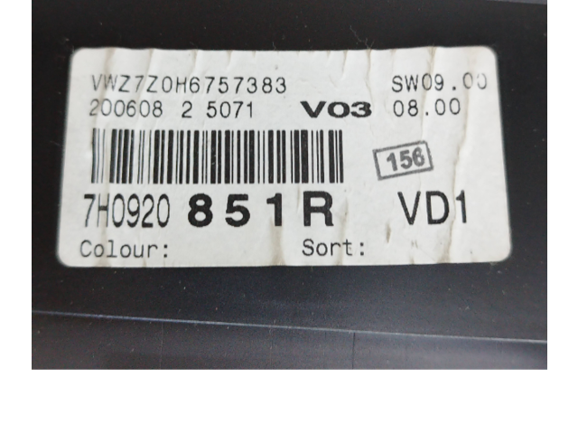 Přístrojová deska Volkswagen Transporter - Caravelle T5 2008 7H0920851R