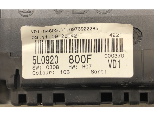 Панель приборов 5L0920800F, 5L0920800F Skoda Yeti (5L)