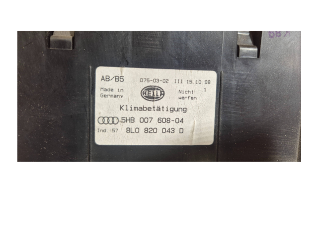 Блок управления климат-контролем 8L0820043D, 5HB00760804 Audi A3 S3 8L