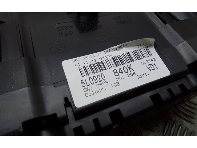 Панель приборов 5L0920840K, A2C53296334   Skoda Yeti (5L)       