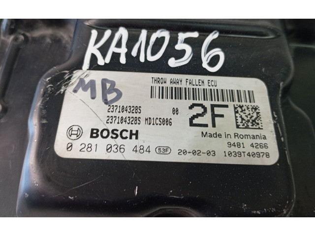 Блок управления двигателем Блок управления 237104328S, 0281036484 Dacia Duster