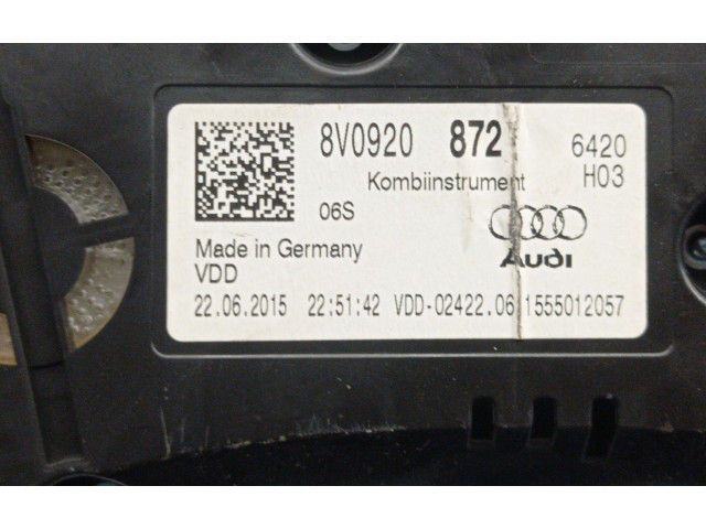 Панель приборов 8V0920872, 8V0920872   Audi A3 S3 8V       