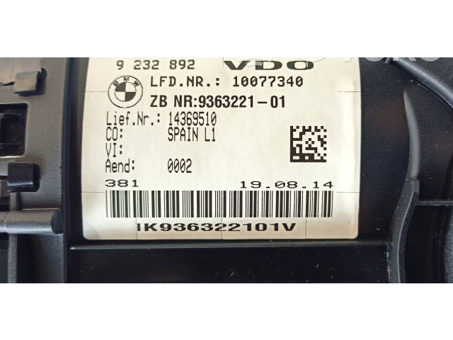 Přístrojová deska BMW 1 F20 F21 2014 023921, 9363221