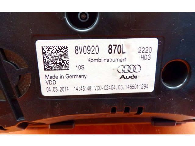 Панель приборов 8V0920870L, 8V0920870L Audi A3 S3 8V
