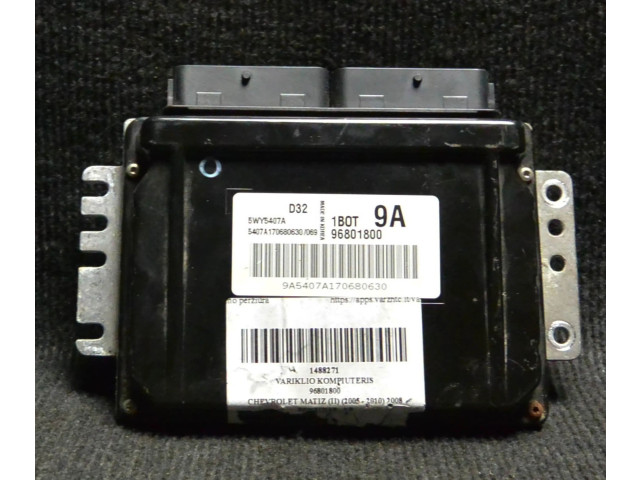 Блок управления двигателя 96801800, 5WY5407A Chevrolet Matiz