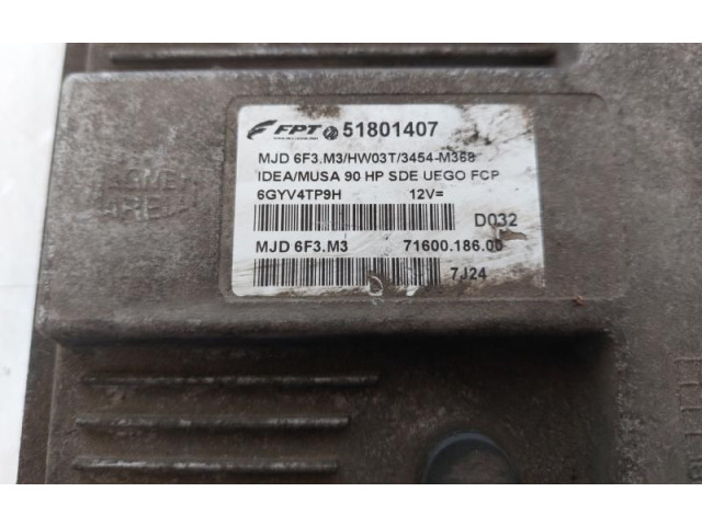 Блок управления двигателя 51801407, 51801407   Fiat Idea