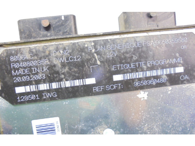 Řídící jednotka 9650359580, 9650359580 Citroen Berlingo 1999