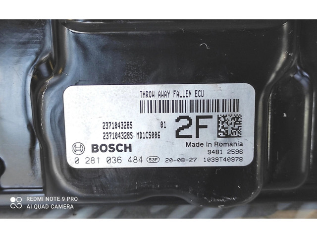 Блок управления двигателя 237104328S, 0281036484 Dacia Dokker