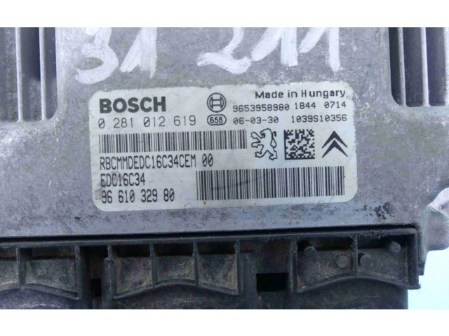 Pojistková skříňka Блок управления двигателем ECU 0281012619, IMPRK1302274 Citroen Berlingo 2007