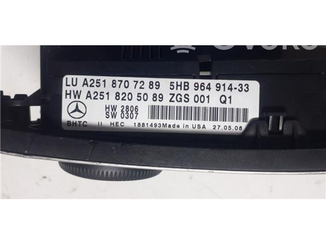 Блок управления климат-контролем A2518707289, 3CONECTORES Mercedes-Benz R W251