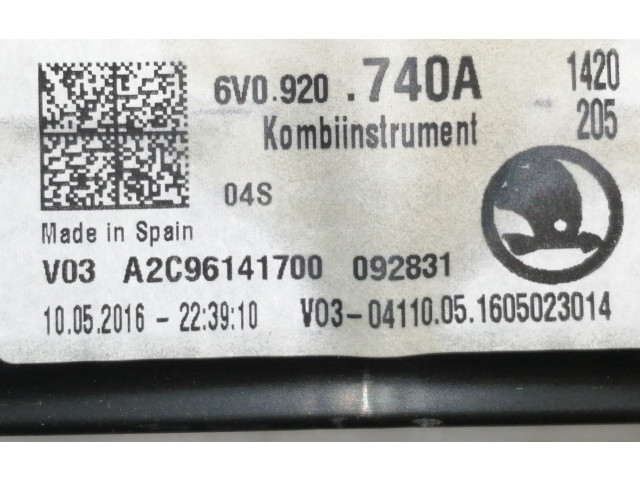 Панель приборов 6V0920740A, A2C96141700   Skoda Fabia Mk3 (NJ)       