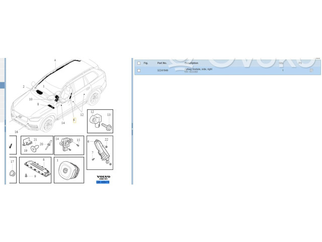 Подушка безопасности в сиденье 32241949, 150360357045   Volvo XC90