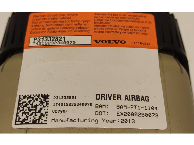 Подушка безопасности водителя P31332821, BAMPT11104 Volvo V70