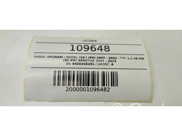 Панель приборов 940050X251 Hyundai i10