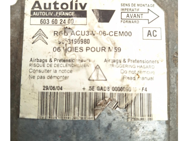 Блок подушек безопасности 9853190980, 603602400 Citroen Berlingo