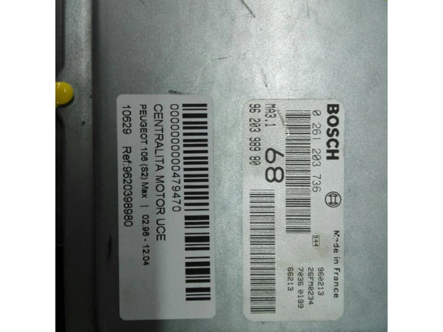 Řídící jednotka 9620398980, CENTRALITAMOTORUCE Peugeot 106