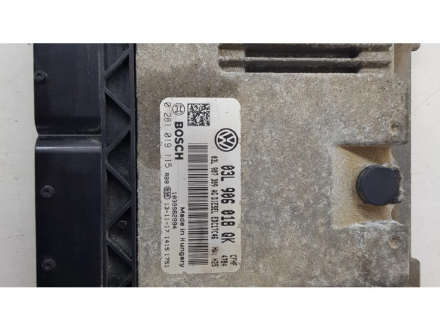 Блок управления двигателя 0281019115, 03L906018QK Skoda Yeti (5L)