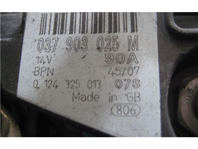 Генератор 037903025M, 0124325013 Skoda Fabia Mk2 (5J) для двигателя BXW