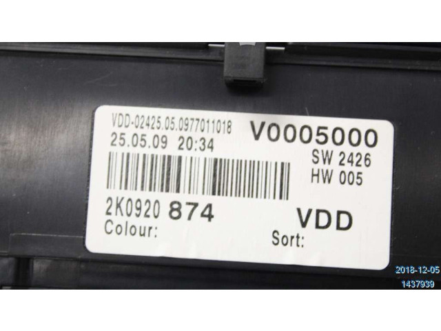 Панель приборов 2K0920874X, 110080379010   Volkswagen Caddy       