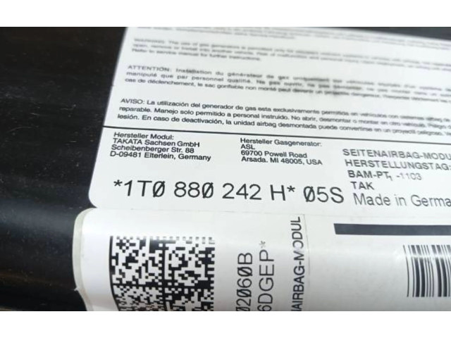 Боковая подушка безопасности 1T0880242H Volkswagen Touran II