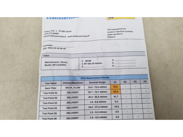 Vstřikovač RF7J13H50 Mazda 6 pro naftový motor 2.0 RF5C