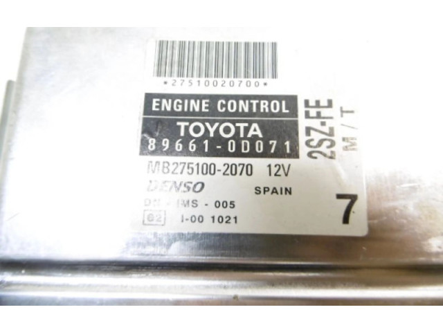 Řídící jednotka 89661-0D071, 89661-0D071 Toyota Yaris Verso 2001