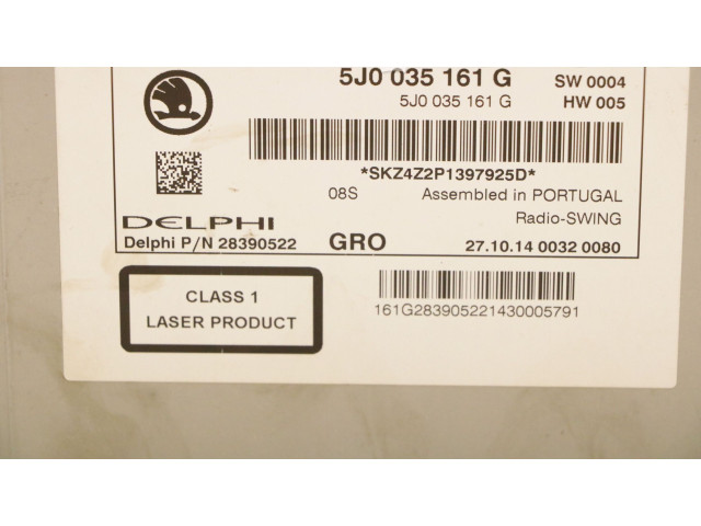 Радио/ проигрыватель CD/DVD / навигация 5J0035161G, 5J0035161G Skoda Fabia Mk3 (NJ)
