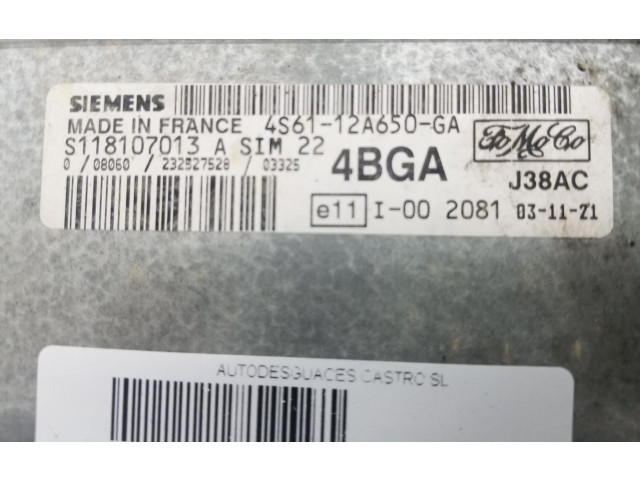 Блок управления двигателем Блок управления 4S6112A650GA   Ford Fusion