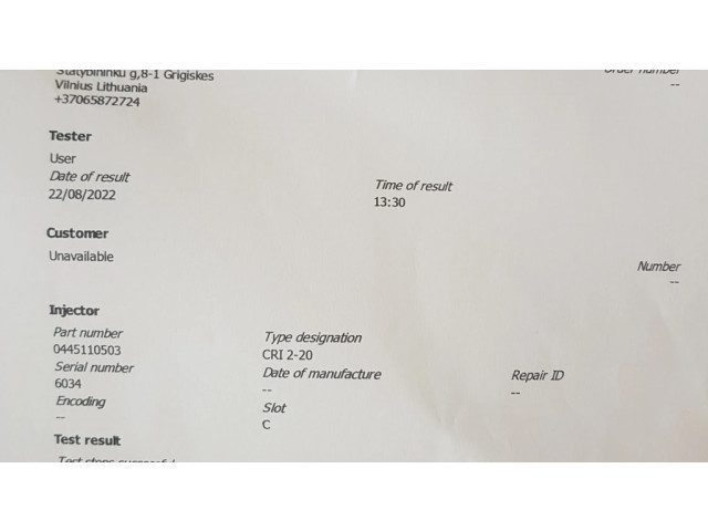 Vstřikovač 0445110503, 8515060 BMW 1 E82 E88 pro naftový motor 1.8