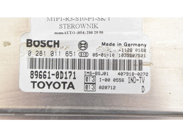 Řídící jednotka 89661-0D171, 89661-0D171 Toyota Yaris Verso 2005